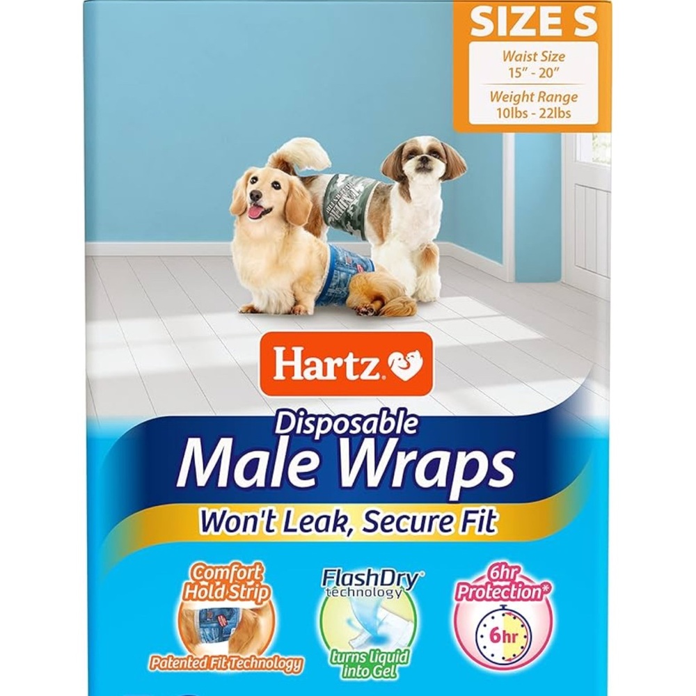 Hartz Disposable Male Dog Wraps - 14 Pack